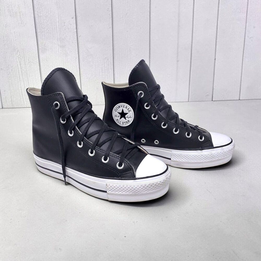 CONVERSE All Star Chuck Taylor Platform Black Leather Women Size 9 Sneaker